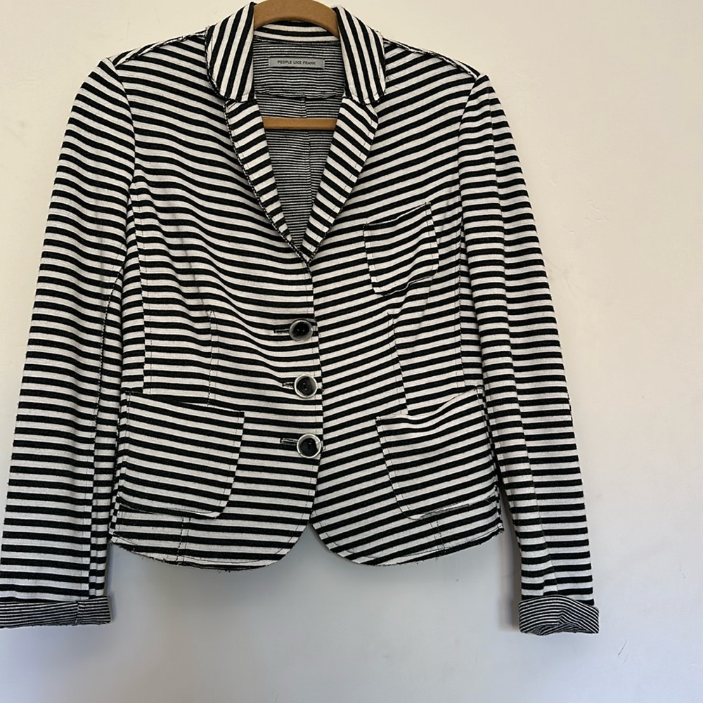 People Like Frank Blk/Ivy wide stripe jacket with small stripe trim in size S.